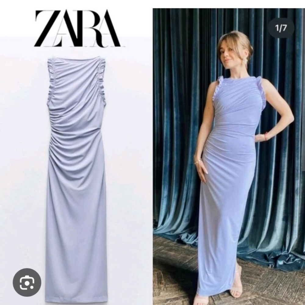 NWT Zara Light Purple Gathered Maxi Dress